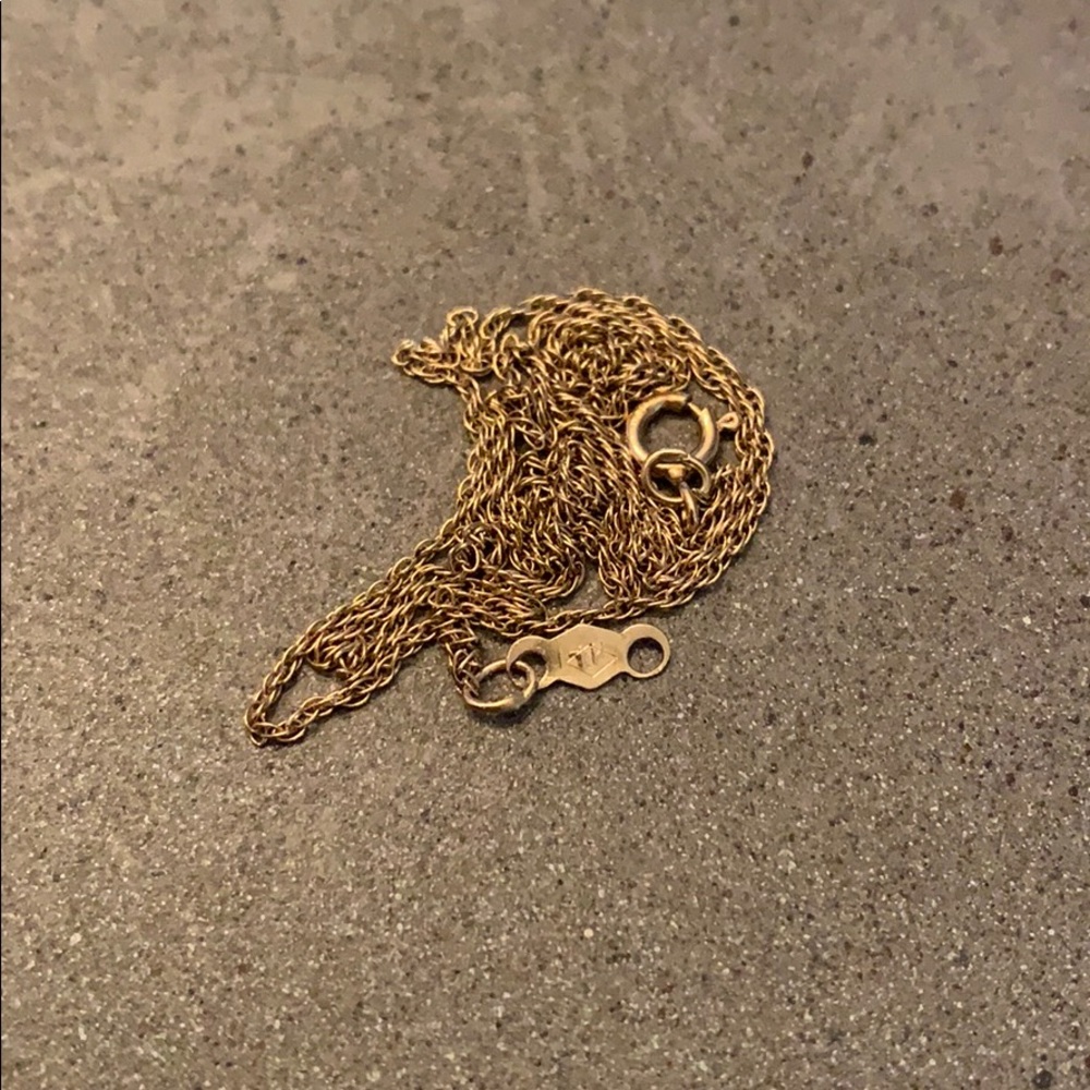 14K REAL gold necklace with gem holder